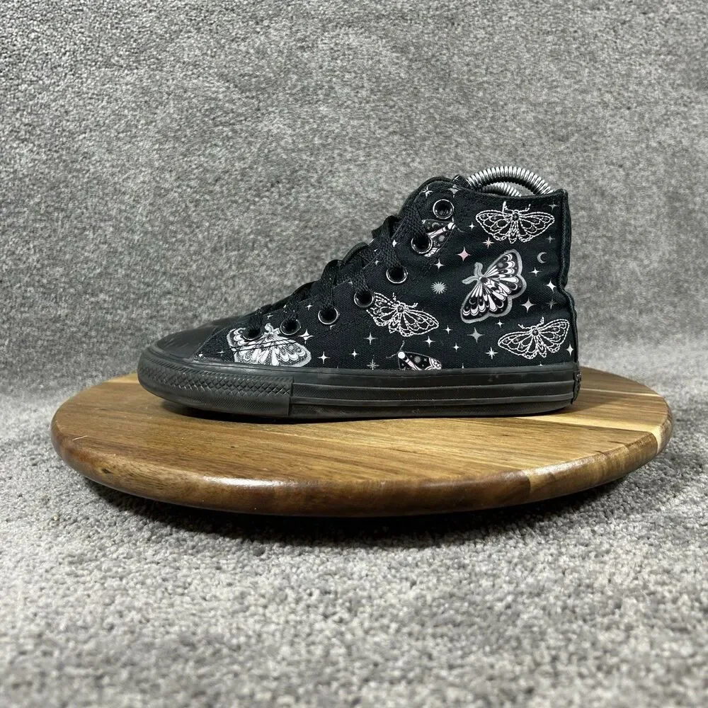 Converse Chuck Taylor All Star Kids Size 2 Black Celestial Moth High Top Shoes
